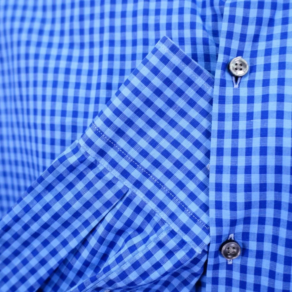 Boss Hugo Boss Slim Fit Tessitura Monti -41 16- Blue‎ Check Collared Dress Shirt - Picture 2 of 9
